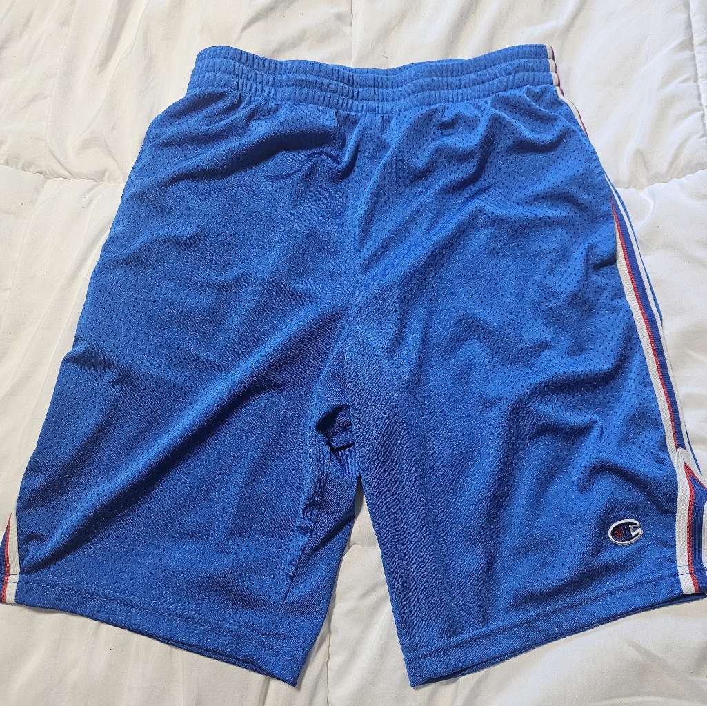 Champion Blue Athletic Mesh Shorts With Elastic Waistband